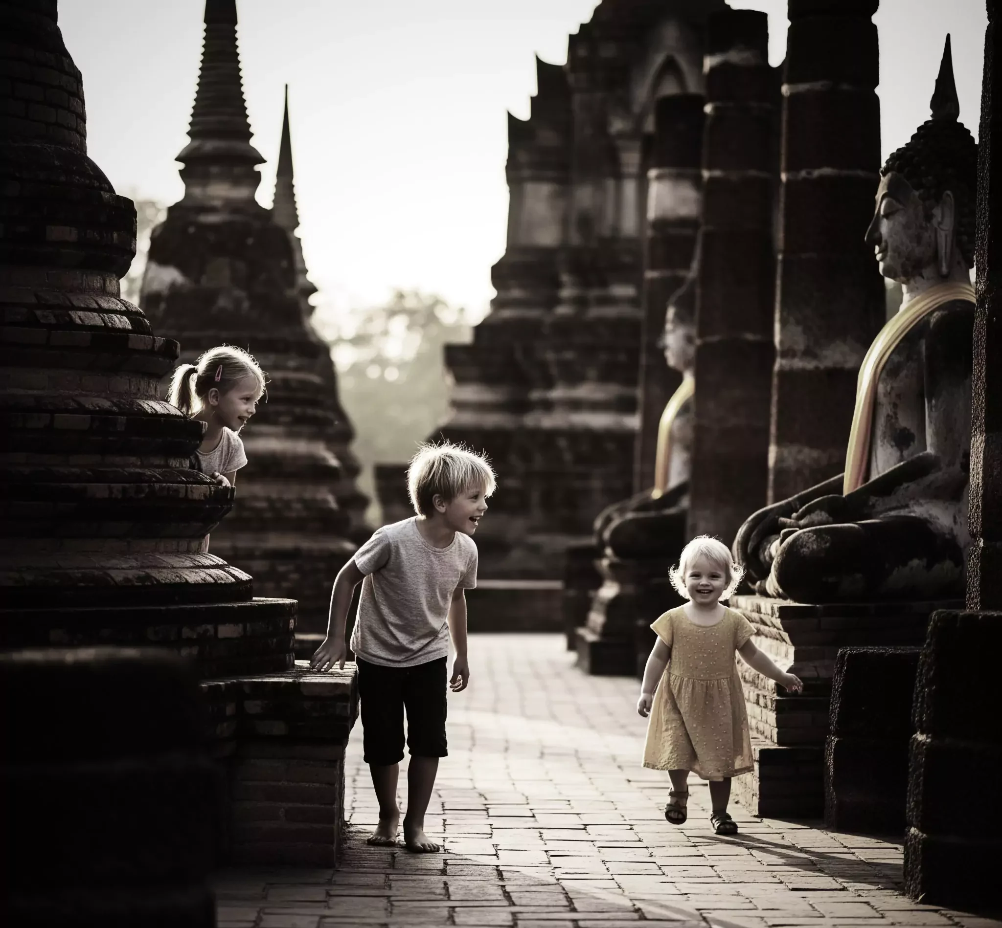 Family at historical park