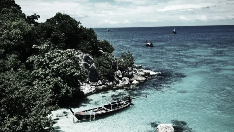 a boat float at quiet corner at Lipe Island