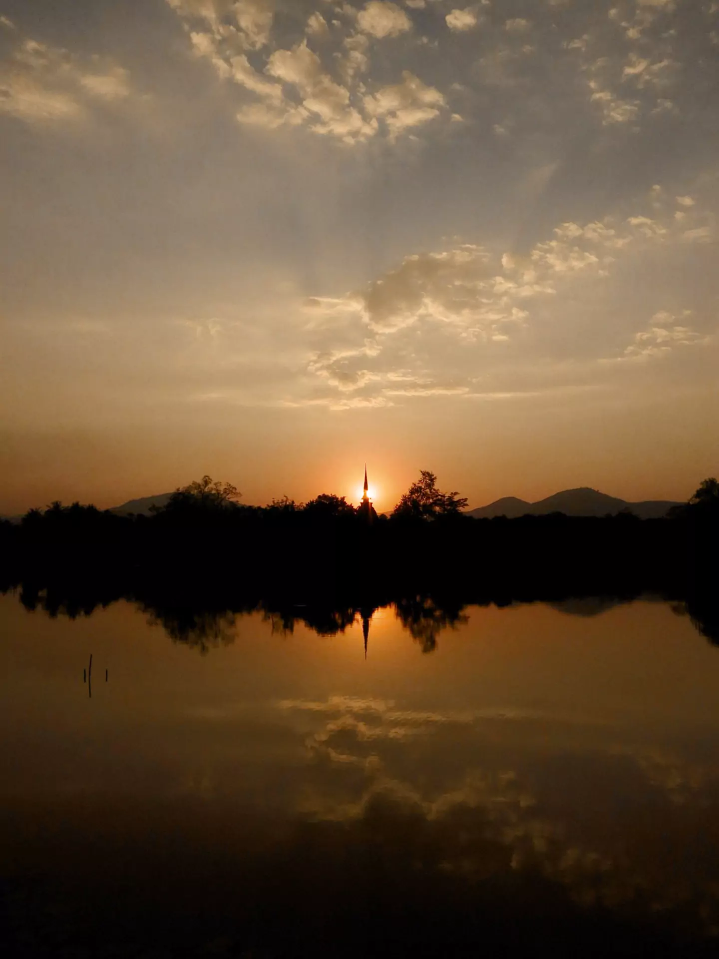 beautiful sunset in Sukhothai