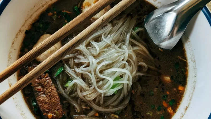 a bowl of boat noodle
