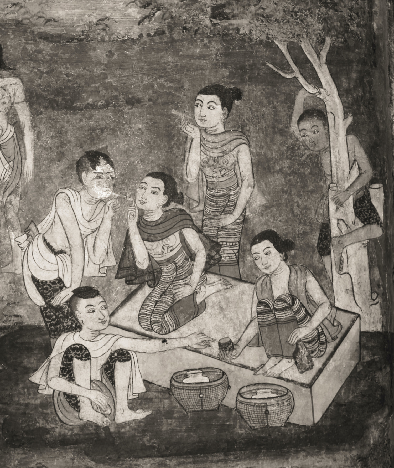 Dawn alms rounds Sukhothai