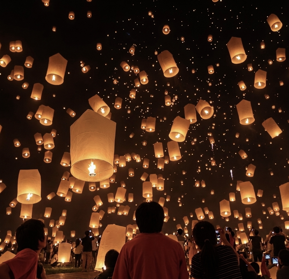 Yi Peng sky lanterns rise over Chiang Mai