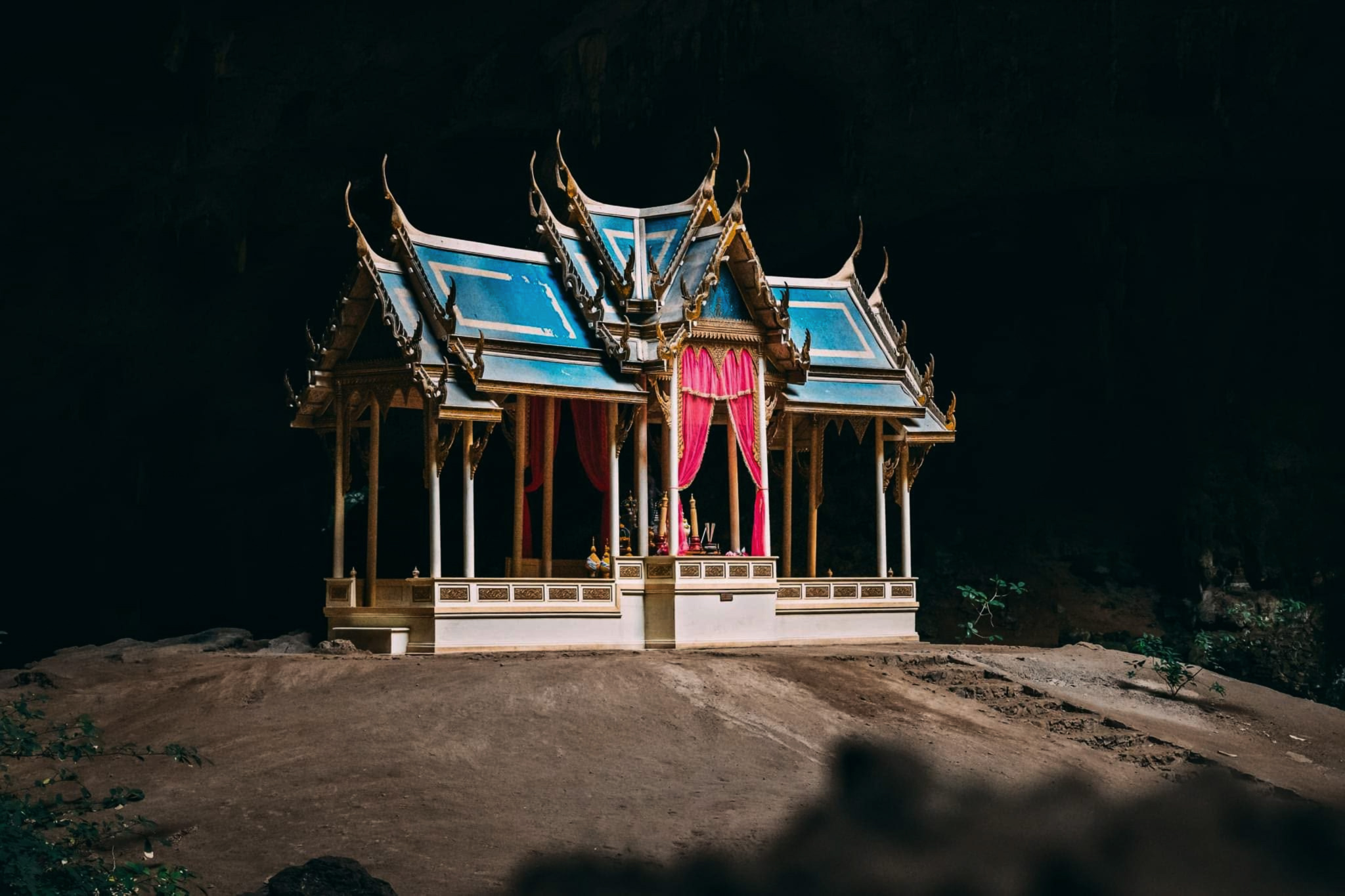 The Khuha Kharuhat Pavilion in Phraya Nakhon Cave — golden sala built 1890 for King Chulalongkorn