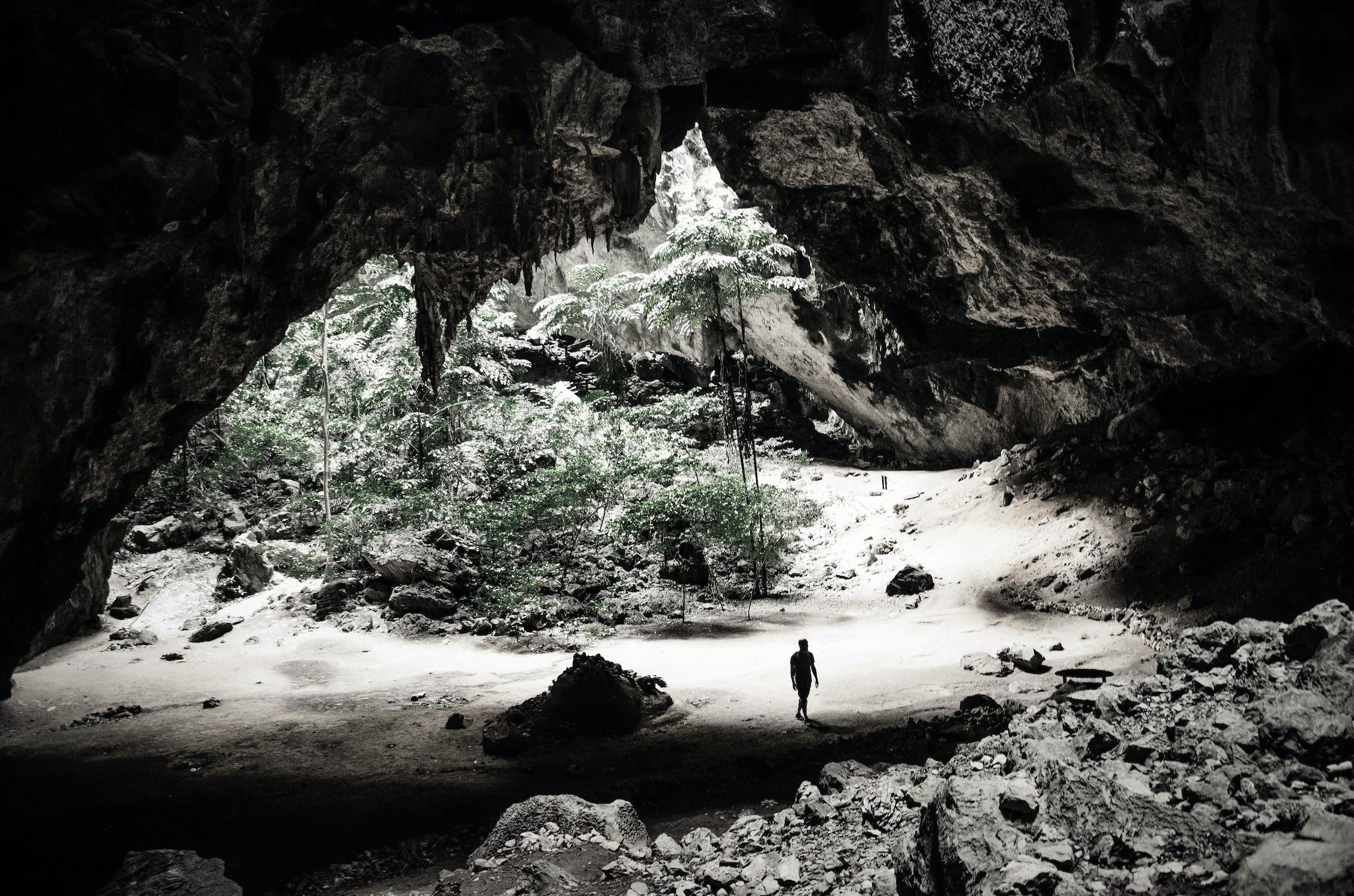 Hike into the cave