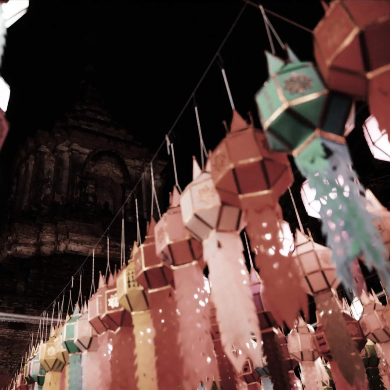 Golden hour at Wat Lok Molee during Yi Peng