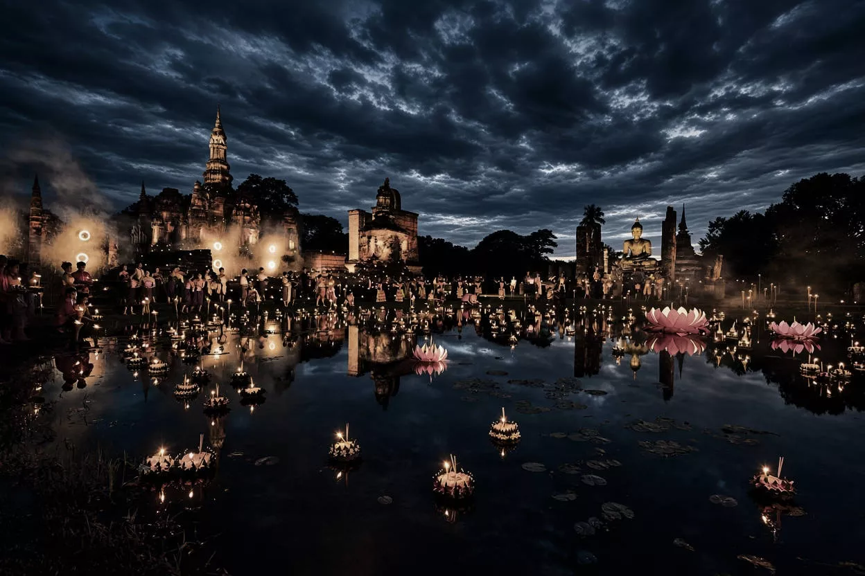 Loy Krathong at Sukhothai Historical Park